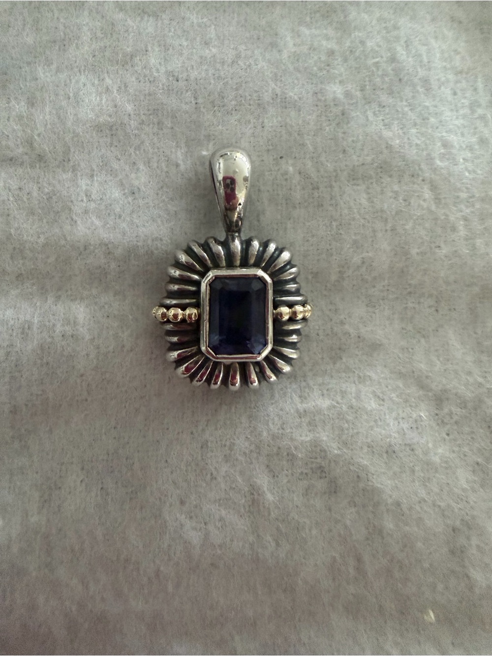 LAGOS Silver Pendant with Deep Blue Stone and Gold Accents